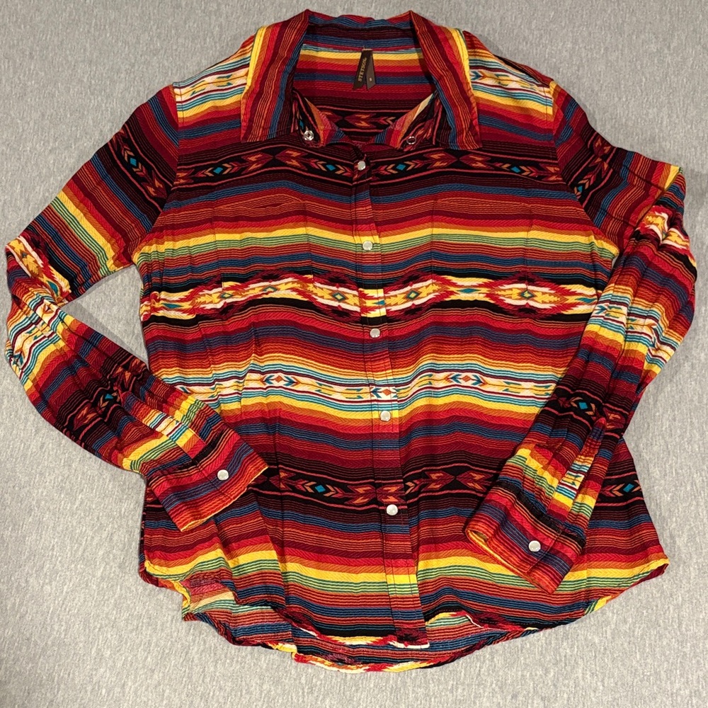 Stetson Southwestern Stripe Shirt With Branded Pearl Snaps - 100% Rayon